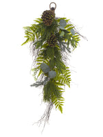 28" Cone/Fern/Eucalyptus/Pine Door Swag Two Tone Green (pack of 2)