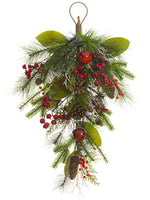 30" Pine Cone/Berry/Bell/ Pine Door Swag Red Green (pack of 2)