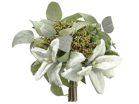13" Lamb's Ear/Sedum/ Eucalyptus Bouquet Green Gray (pack of 2)
