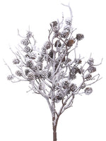 20" Snowed Pine Cone Bush  Brown Snow (pack of 12)