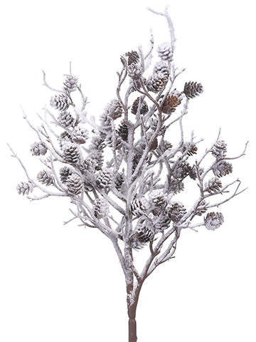 20" Snowed Pine Cone Bush  Brown Snow (pack of 12)
