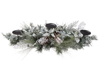 28" Mixed Pine/Birch/Cone Centerpiece With Candleholder White Green (pack of 2)