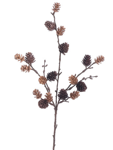 15" Plastic Pine Cone Pick  Two Tone Brown (pack of 24)