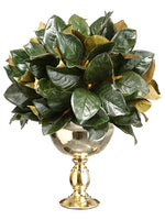 21"Hx16"D Magnolia Leaf Ball in Metal Urn Green (pack of 2)