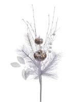 14" Pumpkin/Pine Spray  Silver White (pack of 12)
