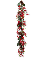 5' Berry/Pine Cone/Antler/ Pine Garland Red Brown (pack of 2)