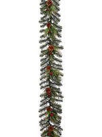 6' Holly/Berry/Pine Cone/Pine Garland Green Red (pack of 2)