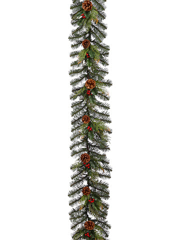6' Holly/Berry/Pine Cone/Pine Garland Green Red (pack of 2)
