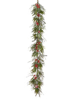 6mixed Pine/Cedar/Berry Garland Red Green (pack of 2)