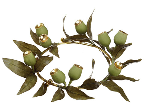 9" Plastic Pod Candle Ring  Green Gold (pack of 1)