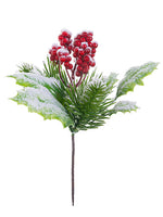 8" Snow Berry/Pine Pick  Snow Red (pack of 36)