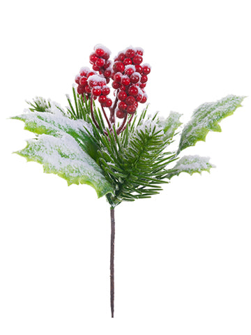 8" Snow Berry/Pine Pick  Snow Red (pack of 36)