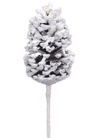 16" Snowed Pine Cone Pick  Brown Snow (pack of 12)