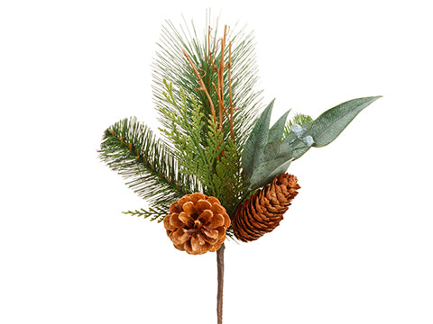 13"pine Cone/Eucalyptus/Pine Pick Green (pack of 24)
