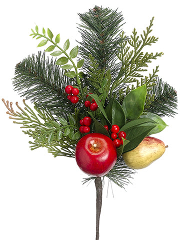 13" Apple/Pear/Berry/Pine Pick Red Green (pack of 24)