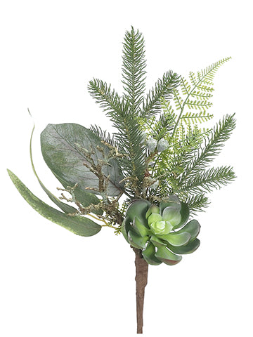 18" Succulent/Pine/Twig Pick  Green Gray (pack of 12)
