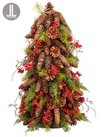 25" Juniper/Cone/Berry Cone Topiary Red Green (pack of 2)