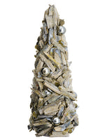 19" Iced Driftwood/Ball Topiary Silver Beige (pack of 2)