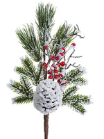 17" Snowed Berry/Pine Cone/Pine Spray Green Snow (pack of 12)