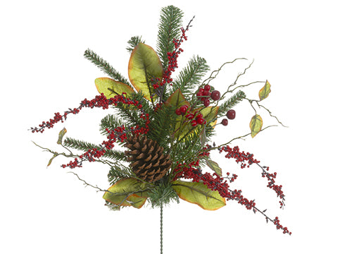24" Berry/Pine Spray  Red Green (pack of 12)