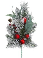 18" Snowed Ball/Berry/Cone/Pine Spray Red Green (pack of 12)