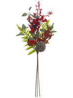 30" Berry/Rosehip/Cone/Pine Spray Red Green (pack of 6)