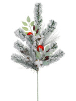 32" Cotton Ball/Rosehip/ Ornament/Pine Spray Red White (pack of 8)
