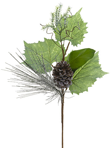 20" Pine Cone/Long Needle Pine/Grape Leaf Spray Green Gray (pack of 24)