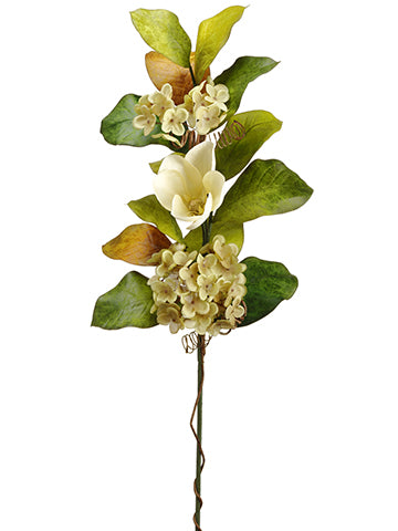39" Magnolia/Hydrangea Spray  Beige Green (pack of 12)