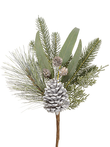 14" Pine/Pine Cone/Eucalyptus Spray Green Gray (pack of 12)