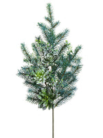28" Snowed Pine/Succulent Spray Green Snow (pack of 6)
