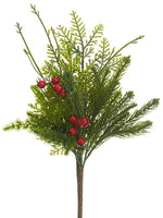 14" Mixed Pine/Cedar/Berry Spray Red Green (pack of 12)