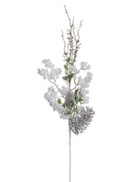 28" Snowed Pine Cone/Berry Spray White (pack of 12)
