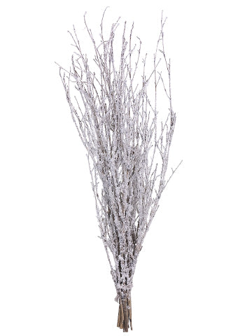 28" Snowed Twig Bundle x12  Brown Snow (pack of 12)