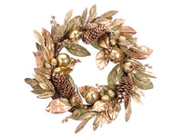 24" Pomegranate/Pine Cone/Berry Wreath Gold (pack of 1)