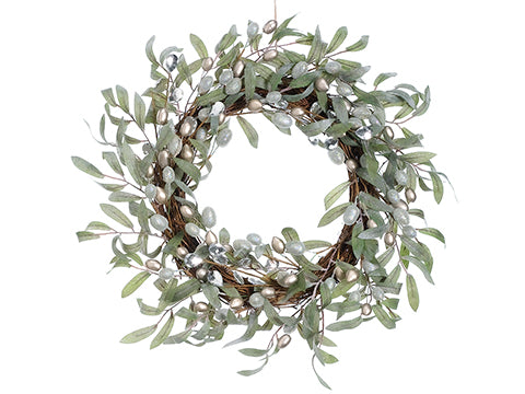 20" Olive Wreath  Green Silver (pack of 1)