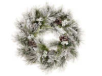 24"snow Pine With Pine Cone Wreath Snow Green (pack of 2)