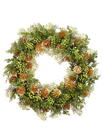 24" Cedar/Berry/Pine Cone Wreath Green Gold (pack of 1)