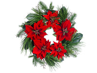 26" Velvet Poinsettia/Pine Wreath Red (pack of 2)