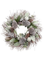 20" Sedum/Cactus/Lamb's Ear/Pine Cone Wreath Two Tone Green (pack of 2)