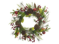 28" Pine Cone/Berry/Bell/ Pine Wreath Red Green (pack of 1)