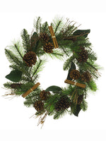 22" Pine/Cinnamon Stick Wreath With Cone Green Brown (pack of 1)