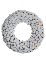 18" Glittered Cotton Ball Wreath White Ice (pack of 2)
