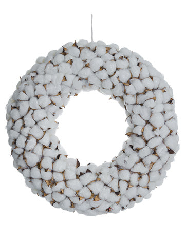 18" Glittered Cotton Ball Wreath White Ice (pack of 2)