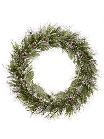 44" Eucalyptus/Pine Cone/Mixed Pine Wreath Green Gray (pack of 1)