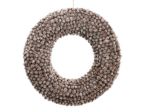 25" Pine Cone Wreath  Brown Whitewashed (pack of 2)