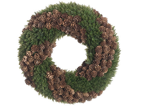 14.5" Cedar/Cone Wreath  Green Brown (pack of 4)