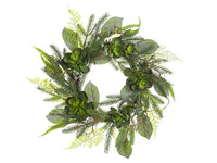 24" Succulent/Pine/Twig Wreath Green Gray (pack of 2)