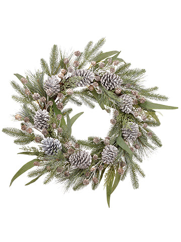 24" Pine/Pine Cone/Eucalyptus Wreath Green Gray (pack of 1)