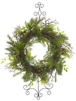 24"Wx39"L Pine/Cedar/Pine Cone/Bell Wreath Green Brown (pack of 1)